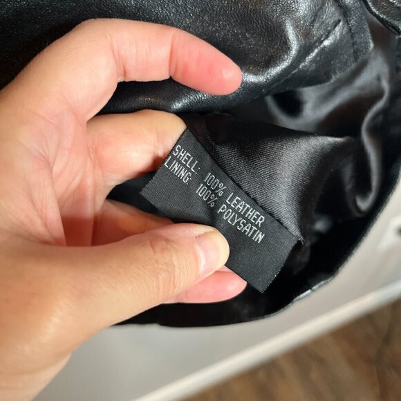 Vintage black leather zip up jacket - Picture 4 of 5